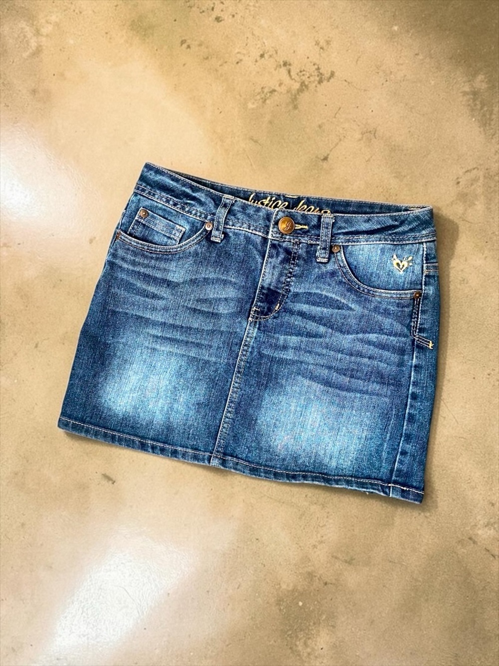 Justice Girls Medium Wash Denim Skirt Skort w/ Built‑In Shorts 12R